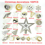 1 x Brand New KOGLEE Christmas balls 100 pieces - Christmas tree balls, tree decorations, Christmas tree decorations and ornaments, baubles, tree top star, Merry Christmas gold and white  - RRP €35.1