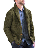 1 x Brand New Men s Cardigan with Shawl Collar Men Button Down Cable Knit Sweat Jacket Winter Warm Knitted Sweater Long Sleeve Cardigan Sweater - RRP €50.41