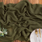 1 x RAW Customer Returns AOKSUNOVA table runner muslin olive green table runner cheesecloth green 80x300cm boho table runner wedding - RRP €15.12