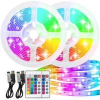 1 x RAW Customer Returns ZQX LED Strip 2m, 2 pieces LED strips with remote control, RGB 5050 USB LED strip, RGB LED strip color changing for party, bedroom, TV, kitchen, home, Christmas decoration - RRP €11.09