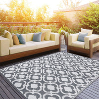 1 x RAW Customer Returns SHACOS Outdoor Carpet Plastic Weatherproof, UV-resistant 120x180cm Garden Carpet Outdoor Balcony Carpet Waterproof Outdoor Carpet Boho Flat Weave Carpet for Outdoor, Terrace, Living Room - Gray - RRP €29.5