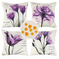 10 x Brand New Set of 4 cushion covers purple flowers plant cushion cover 40 x 40 cm waterproof decorative cushion cover farmhouse spring summer throw pillow sofa cushion decorative cushion covers for cafe office outdoor garden terrace - RRP €166.8