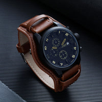 1 x RAW Customer Returns BUREI Watches Men Sport Chronograph Wristwatch Men 30M Waterproof Quartz Men s Watch for Men with Brown Leather Strap - RRP €39.99