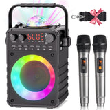 1 x RAW Customer Returns Karaoke machine with 2 microphones Upgrade 2024 Karaoke system with 2 microphones for adults children - Portable Bluetooth party speaker with LED disco ball, supports AUX, USB, TF card, TV - RRP €80.58