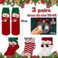 1 x RAW Customer Returns BOFUNX 3 Pairs Christmas Socks Women s Socks Coral Fleece Socks Slipper Socks Thermal Socks Women Funny Winter Gift for Men Family - RRP €18.14