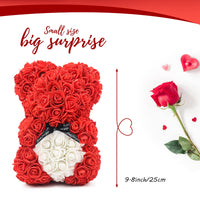 1 x RAW Customer Returns Rose Bear - Rose Teddy Bear 10 Inch Hugz Teddy Flower Bear - Over 250 Dozen Artificial Flowers - Unique Gifts, Gifts for Women Clear Gift Box red  - RRP €24.19