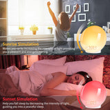 1 x RAW Customer Returns ARTINABS Bedside Alarm Clock Lamp with FM Radio, Wake up Light with Simulation of Sunrise and Sunset, 8 Alarm Sounds, 20 Brightness Levels and 7 Colors Night Light Alarm Clock for Children - RRP €34.66