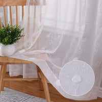 1 x RAW Customer Returns CAROMIO Sheer Voile Curtain Flowers Embroidery Curtains Eyelet Curtain in Linen Look Curtains Window Curtain Transparent for Living Room Bedroom Children s Room Set of 2 White 140 x 175 cm - RRP €21.17