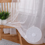 1 x RAW Customer Returns CAROMIO Sheer Voile Curtain Flowers Embroidery Curtains Eyelet Curtain in Linen Look Curtains Window Curtain Transparent for Living Room Bedroom Children s Room Set of 2 White 140 x 175 cm - RRP €21.17