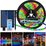 1 x RAW Customer Returns Solar LED Strip Outdoor, 5m 280 LEDs Solar Powered RGB Color Changing LED Strip with 8 Lighting Modes Waterproof Decorative Fairy Lights for Patio Yard Trees - RRP €24.19