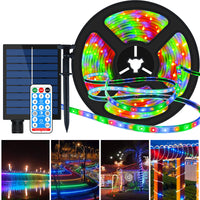 1 x RAW Customer Returns Solar LED Strip Outdoor, 10m 560 LEDs Solar Powered RGB Color Changing LED Strip with 8 Lighting Modes Waterproof Decorative Fairy Lights for Patio Yard Trees - RRP €41.59