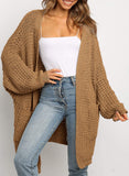 1 x RAW Customer Returns Uusollecy Cardigan Women Long Open Front Cardigan, Casual Loose Long Sleeve Knitted Cardigan with Pocket Brown S - RRP €38.99