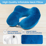 1 x Brand New Anmerl Inflatable Travel Pillow Soft Velvet Portable Neck Pillow with Storage Bag for Airplane Train Car Office - RRP €14.3