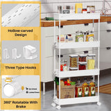 1 x RAW Customer Returns SPACEKEEPER kitchen trolley with 4 levels, narrow trolley niche shelf on wheels, space-saving bathroom shelf and kitchen shelf for kitchen office bathroom, 40x13x86cm, white - RRP €25.99