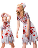 1 x RAW Customer Returns IKALI Girls Zombie Bloody Nurse Costume Halloween Kids Walking Dead Outfit Hospital Uniform 3 Pieces 7-8 Years - RRP €24.9