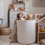 1 x RAW Customer Returns OrganiHaus Storage Basket - Basket for Toys - Laundry Basket Woven from Cotton with Handles - Towel Basket for Bathroom - Storage Basket Woven for Living Room 38x45cm - Off-Off-White - RRP €30.48