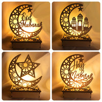 33 x Brand New Wooden LED Lamp Ramadan Decoration Crescent Moon Star Lights Muslim Islam Eid Ramadan Festival Half Moon Night Light for Parties, Home and Gift C  - RRP €288.42