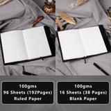 2 x RAW Customer Returns Constellation Leather Diary with Lock, Zodiac Sign Moon Sun Diary for Writing, B6 Notebook with Lined Paper for Women Men Black  - RRP €45.04