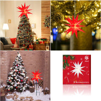 1 x RAW Customer Returns Qijieda 3D Christmas Star Illuminated Outdoor Battery with Timer - 58cm LED Christmas Star for Window, Advent Star for Decorating Courtyard, Balcony and Garden Red  - RRP €25.16