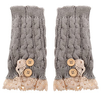 2 x Brand New ABOOFAN Knitted Warm Boot Cover Women Knitted Autumn Winter Short Wool Short Leg Warmers Socks Lace Decorative Boot Cuff Leg Warmers - RRP €20.14