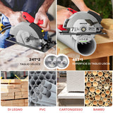 1 x RAW Customer Returns Circular saw, hand-held circular saw 1500W 12A 5500RPM with laser guide, copper motor, 185mm circular saw blade, 3 saw blades 24T 48T , maximum cutting depth 62 mm 90 , 46 mm 45 , for wood DIY, plastic - RRP €65.53