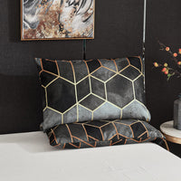 1 x RAW Customer Returns Xiongfeng Mitchell Marble Bed Linen 155x220 cm Grey Geometric Reversible Bed Linen Vintage Checked Microfiber Duvet Cover and 1 Pillowcase 80x80cm with Zipper - RRP €27.49