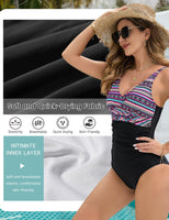 1 x RAW Customer Returns UMIPUBO Women s Swimsuit Flat Belly Reducers Plus Size One-Piece Swimsuit Thoracic Crossing Sexy V-Neck Swimwear Multicolor,XXL  - RRP €23.59