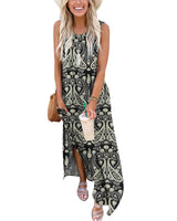 1 x RAW Customer Returns AUSELILY Summer Dress Maxi Women Sleeveless Beach Dress Long Maxi Dresses with Pockets Boho Floral Black XL - RRP €30.0