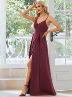 1 x Brand New Ever-Pretty Women s Adjustable Spaghetti Straps V-Neck Floor Length A-Line Wedding Dresses Burgundy 46EU - RRP €79.99