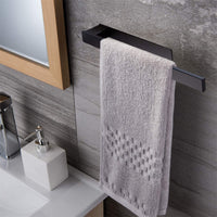 1 x RAW Customer Returns FUYIOCN towel holder without drilling bathroom towel rail - black bathroom towel holder self-adhesive, stainless steel matt wall mount for towel, kitchen, 39 cm - RRP €23.17