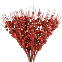 1 x Brand New 12 Pieces Glitter Berry Branches Decoration Artificial Berry Stems Red Berries Christmas Holly Berry Branches Christmas Berry Stems for Christmas Tree Winter Decoration,40CM - RRP €20.4