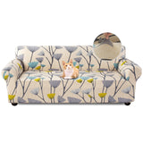 1 x RAW Customer Returns Jaotto 3-Seater Stretch Sofa Cover, Non-slip Stain-Resistant Patterned Stretch Sofa Cover, Universal Super Soft Fabric Sofa Cover with Armrests Beige Leaves, 3 Seater  - RRP €29.99