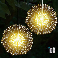 1 x RAW Customer Returns yowin fairy lights fireworks 2 pieces 198 LED light ball Christmas battery operated, 8 modes waterproof firework light with remote control timer for indoor outdoor garden Christmas decoration - warm white - RRP €23.64