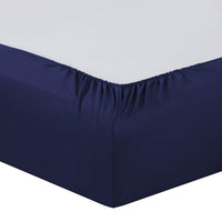 1 x RAW Customer Returns VISION - fitted sheet, 150 x 200 cm, color navy blue, 100 cotton, 57 threads cm , 4 elastic corners, stretch height 30 cm - RRP €18.1