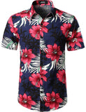 1 x RAW Customer Returns JOGAL Men s Hawaiian Shirt Casual Floral Short Sleeve Shirt Navy XXL - RRP €26.95