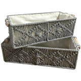 6 x Brand New SEASOULSTAR Macrame Storage Baskets, Decorative Box, Toilet Tank Holder, Closet Organizer, Handwoven Bohemian Style Basket for Bathroom Bedroom Set of 2 Grey  - RRP €169.32