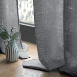 1 x RAW Customer Returns MIULEE Set of 2 Voile Curtains Sheer Linen Curtain with Eyelets Transparent Irregular Texture Curtain Eyelet Curtain Window Curtain Translucent for Bedroom 260 x 140cm H x W Dark Grey - RRP €43.89