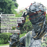 1 x Brand New Tongcamo Face Mask Gaiter with Ghillie Hat, Leafy Camouflage Gloves, Arm Sleeves for Men Women Waterfowl Tree Camo Duck Turkey Hunting Tents, 6 Pieces Hunting Accessories - RRP €30.0