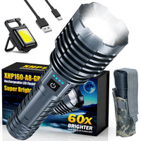 1 x RAW Customer Returns Amzyigou Flashlight Led 180,000 Lumen Extremely Bright, XHP160.8 Strong LED Flashlight with Zoomable, 5 Modes Waterproof Flashlights with Holster for Outdoor Camping, Hiking or Night Sports - RRP €45.37