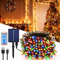 1 x RAW Customer Returns MOLVCE Solar Fairy Lights Outdoor 30m 300LED, Solar Fairy Lights with Remote Control, 8 Modes, Timer, USB Powered, Dimmable Solar Fairy Lights Weatherproof for Balcony Wedding Christmas Decoration, Colorful - RRP €22.99