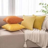 1 x RAW Customer Returns MIULEE Corduroy Velvet Cushion Cover Soft Cushion Cover Decorative Sofa Cushions Square Decorative Cushions Modern Decorative Cushion Cover Striped Cushion Covers for Living Room Bedroom Pack of 4 40 x 40 cm Orange - RRP €19.67