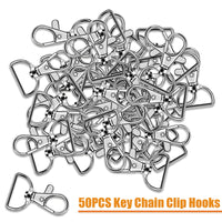 1 x RAW Customer Returns Pack of 50 Key Ring Twist Clasps Lanyard Carabiner Hook Carabiner Clasp Key Chain Clip Key Ring for Key Chain 2 cm Inner Width Silver  - RRP €10.07