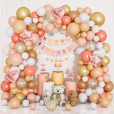 15 x Brand New 147 Pieces Rose Gold Balloons Arch Garland Kit And Banner Champagne Orange Girls Ladies Birthday Decorations Confetti Balloon Garland Stars Heart Apricot Latex for Kids Ladies Party Celebration - RRP €228.75