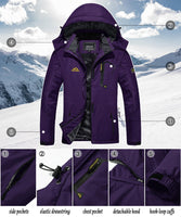 1 x RAW Customer Returns TACVASEN Women s Waterproof Jacket Winter Skiing Outdoor Walking Fleece Coat with Removable Hood, Dark Purple, S - RRP €76.98