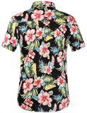 1 x RAW Customer Returns SSLR Men s Hawaiian Shirt Short Sleeve Floral Summer Leisure Cotton Short Sleeve Shirt Men Casual Design Black XXL - RRP €25.9