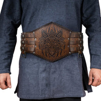 1 x Brand New HiiFeuer Viking Embossed Waist Armor, Norse Faux Leather Wide Belt, Medieval Knight Corset Belt for Larp Costume Brown B  - RRP €61.61