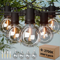 1 x RAW Customer Returns ZOTOYI 60m LED Outdoor String Lights, G40 Outdoor String Lights with 100 4 IP65 Waterproof Warm White Plastic Bulbs Pure Copper Wire Material for Garden Party Holiday - RRP €139.99