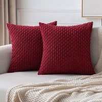 1 x RAW Customer Returns MIULEE Corduroy Cushion Cover Pillowcases Decorative Cushion Cover Modern Sofa Cushions Throw Pillows Couch Cushions Decorative Pillows Soft for Sofa Living Room Bedroom Set of 2 40 x 40 cm Wine Red - RRP €16.99