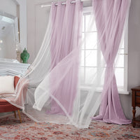 1 x RAW Customer Returns Deconovo Interior Curtains 300 Height with Eyelets, Blackout Curtains with Decorative Voile 2 Pieces, 140x300 CM Light Pink - RRP €63.49