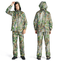 1 x Brand New SwissWell Men s Rain Suit Windproof Outdoor Rain Suit Waterproof Work Long Sleeve Waterproof Breathable Rain Overall for Hiking Men s Raincoat Set XL Tree Leaves Green  - RRP €57.47